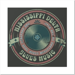 Mississippi Delta Blues Music distressed Posters and Art